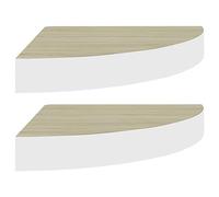 Estante De Esquina De Pared 2 Uds Mdf Roble/blanco 35x35x3,8 Cm Vidaxl