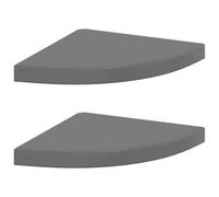 vidaXL 2X Estante Flotante Esquina Repisa Colgante Estantería Tablero CD Libros Decoración Coleccionables Foto Premio Exhibición MDF Gris con Brillo