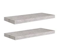 vidaXL 2X Estante Flotante Pared Repisa Balda Estantería Salón Sala de Estar Exhibición Colgante Decoración Gris Hormigón MDF 60x23,5x3,8 cm