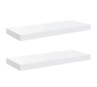 vidaXL 2X Estante Flotante Pared Repisa Colgante Estantería Tablero CD Libros Decoración Coleccionables Fotos Premios Blanco Brillo MDF 60x23,5x3,8 cm