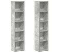 vidaXL Armarios para CD 2 piezas gris hormigón 21x16x93,5 cm aglomerado