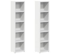 vidaXL Estantería para CDs 2 unidades aglomerado blanco 21x16x93,5 cm