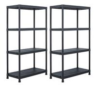 vidaXL 2X Estanterías Plástico 60x30x138 cm Negro Repisa Mueble Organizador