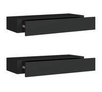 Estantes De Pared Con Cajón 2 Uds Mdf Negro 60x23,5x10 Cm Vidaxl