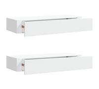 Estantes De Pared Con Cajón 2 Uds Mdf Blanco 60x23,5x10 Cm Vidaxl