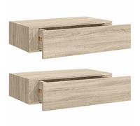 Estantes De Pared Con Cajón 2 Uds Mdf Roble 40x23,5x10 Cm Vidaxl