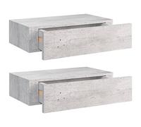 vidaXL 2X Estantes con Cajón Repisa Flotante Balda Estantería Armario Salón Exhibición Colgante Decoración Gris Hormigón MDF 40x23,5x10 cm