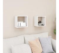vidaXL 2X Estantes Cubo de Pared Estantería Colgante CD Libros Coleccionables Fotos Adornos Decoración Librerías Contrachapada Blanco 26x15x26cm