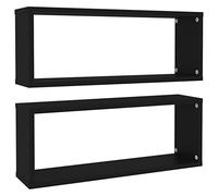 vidaXL 2X Estantes Cubo de Pared Estantería Colgante CD Libros Fotos Premios Adornos Decoración Librerías Hogar Madera Contrachapada Negro 60x15x23 cm