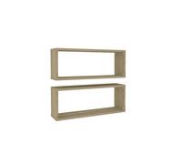 Estante cubo pared 2 uds contrachapado roble Sonoma 60x15x23 cm