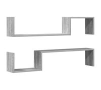 vidaXL 2X Estantes de Pared Aparador Mueble Dormitorio Armario Entrada Estante Estantería Almacenaje Flotante Salón Madera Gris Sonoma
