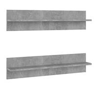 vidaXL 2X Estantes de Pared Repisa Flotante Balda Salón Sala de Estar Estudio Exhibición Colgante Decoración Contrachapada Gris Hormigón 80x11,5x18 cm