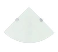 vidaXL 2X Estantes Esquina Soportes Balda Placa Panel Estantería para Casas o Tiendas de Pared Expositora Estantería Decoración Cromados Vidrio Blanco 35x35cm