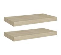 vidaXL 2X Estantes Flotantes de Pared Repisa Colgante Estantería Tablero CD Libros Decoración Coleccionables Foto Premio Color Roble MDF 50x23x3,8 cm