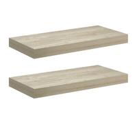 vidaXL 2X Estantes Flotantes de Pared Repisa Colgante Estantería Tablero CD Libros Decoración Coleccionables Foto Premio Color Roble MDF 50x23x3,8 cm