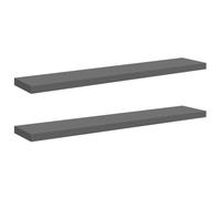 vidaXL 2X Estantes Flotantes Pared Repisa Colgante Estantería Tablero CD Libros Decoración Coleccionables Fotos Premios Gris Brillo MDF 120x23,5x3,8cm