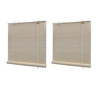 vidaXL 2X Estores Enrollables Bambú Natural Persianas Ventana Hogar Diseño Privacidad Control Cantidad Luz Entrante Fáciles Limpiar Colocar 120x160cm