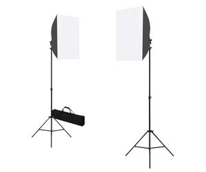 vidaXL 2X Lámparas de Estudio Profesional Acero Fotografía Imagen Estudio Laboratorio Fotográfico Iluminación Claridad Luz Flashes 40x60 cm Negro
