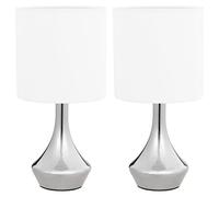 vidaXL 2X Lámparas de Mesa de Encendido Táctil Luz Encima de Mesita Mueble Escritorio Blanco y Plateado