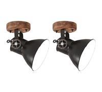 vidaXL 2X Lámparas Industriales de Pared/Techo Luz Accesorio de Iluminación Sala de Estar Comedor Dormitorio Oficina Restaurante Negro 20x25 cm E27
