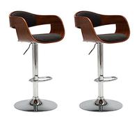 vidaXL 2X Madera Curvada Taburetes de Cocina con Reposabrazos Acolchado Casa Asiento con Reposapiés con Respaldo Silla Alta de Bar Tela Gris