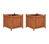 vidaXL 2x Madera de Arriates Cesta Jardinera de Flores Plantas Jardín Patio Decoración Adornos 50x50x50 cm