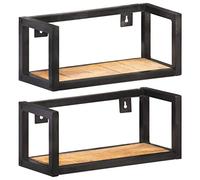vidaXL 2X Madera de Mango Rugosa Estantes de Pared Repisa Flotante Balda Estantería Salón Sala de Estar Estudio Exhibición Colgante Decoración 40 cm