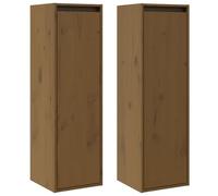 vidaXL 2X Madera de Pino Armario de Pared Muebles Estante Flotante Salón Sala de Estar Colgante Decoración Almacenaje Marrón Miel 30x30x100 cm