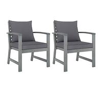 vidaXL 2X Madera Maciza Acacia Sillas de Jardín Cojines Sillón Exterior Terraza Balcón Asiento Butaca Muebles Mobiliario Duradera Robusta Gris Oscuro