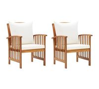 vidaXL 2X Madera Maciza Acacia Sillas de Jardín con Cojines Asiento Mobiliario Muebles Cocina Hogar Restaurante Comedor Exterior con Respaldo