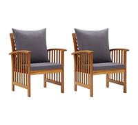 vidaXL 2X Madera Maciza Acacia Sillas de Jardín con Cojines Asiento Mobiliario Muebles Hogar Cocina Restaurante Comedor Exterior con Respaldo