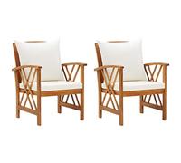 vidaXL 2X Madera Maciza Acacia Sillas de Jardín con Cojines Asiento Muebles Mobiliario Cocina Hogar Restaurante Comedor Exterior con Respaldo