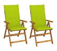 vidaXL 2X Madera Maciza Acacia Sillas de Jardín Reclinables Cojines Plegables Terraza Exterior Balcón Patio Asiento Butaca Sillón Muebles Mobiliario
