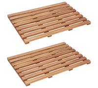 vidaXL 2X Madera Maciza de Acacia Alfombrillas de Baño Esterilla Alfombra de Ducha Sauna Cuarto Lavabo Bañera Antideslizante Decoración