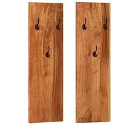 vidaXL 2X Madera Maciza de Acacia Percheros de Pared Estante Tendedero Percha de Recibidor Entrada Pasillo Dormitorio Colgador Llaves Ropas 36x3x110cm