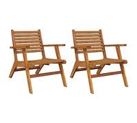 vidaXL 2X Madera Maciza de Acacia Sillas de Jardín Asiento Butaca Patio Terraza Balcón Comedor Cocina Bistró Muebles Mobiliario Exterior