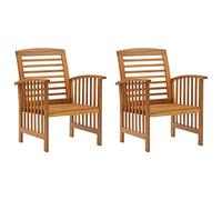vidaXL 2X Madera Maciza de Acacia Sillas de Jardín Asiento Mobiliario Muebles Cocina Hogar Restaurante Comedor Exterior con Respaldo