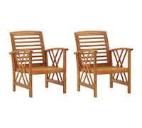 vidaXL 2X Madera Maciza de Acacia Sillas de Jardín Asiento Mobiliario Muebles Cocina Restaurante Hogar Comedor Exterior con Respaldo