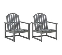 vidaXL 2X Madera Maciza de Acacia Sillones de Jardín Silla Asiento Patio Terraza Balcón Exterior Robusta Duradera con Reposabrazos Gris