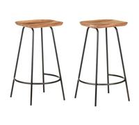 vidaXL 2X Madera Maciza de Acacia Taburetes de Cocina Casa Pub Barra Bistró Restaurante Mostrador Asiento Reposapiés Silla Alta de Bar Moderno