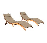 vidaXL 2X Madera Maciza de Acacia Tumbonas con Cojines Hamaca Cama Salón Diván Asiento Piscina Playa Jardín Patio Terraza Balcón Exterior Muebles