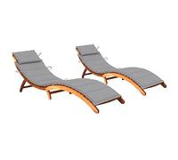 vidaXL 2X Madera Maciza de Acacia Tumbonas con Cojines Hamaca Cama Salón Diván Asiento Piscina Playa Jardín Patio Terraza Balcón Exterior Muebles