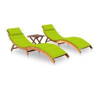vidaXL 2X Madera Maciza de Acacia Tumbonas con Mesa y Cojines Hamaca Cama Salón Diván Asiento Piscina Playa Jardín Patio Terraza Balcón Exterior