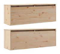 vidaXL 2X Madera Maciza de Pino Armario de Pared Muebles Estante Flotante Salón Sala de Estar Colgante Decoración Almacenaje 100x30x35 cm
