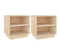 vidaXL 2X Madera Maciza de Pino Mesitas de Noche Aparador Auxiliar Armario Cama Dormitorio Habitación Soporte Organizador Almacenaje 40x34x40 cm