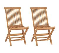 vidaXL 2X Madera Maciza de Teca Sillas de Jardín Asiento Patio Terraza Balcón Comedor Muebles Mobiliario Exterior Duradero Práctico Plegables