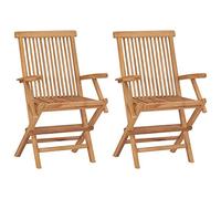 vidaXL 2X Madera Maciza de Teca Sillas de Jardín Asiento Patio Terraza Balcón Comedor Muebles Mobiliario Exterior Duradero Práctico Plegables