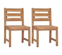 vidaXL 2X Madera Maciza de Teca Sillas de Jardín Asiento Patio Terraza Balcón Muebles Mobiliario Exterior Duradero Práctico con Respaldo