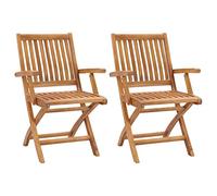 vidaXL 2X Madera Maciza de Teca Sillas de Jardín Plegables Sillón Terraza Exterior Balcón Patio Asiento Butaca Muebles Mobiliario Duradera