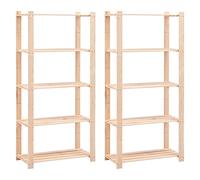 vidaXL 2X Madera Maciza Pino Estantería 5 Niveles Estante de Libros Mueble Archivador Decoración Oficina Hogar Habitación Estable Duradera 250 kg
